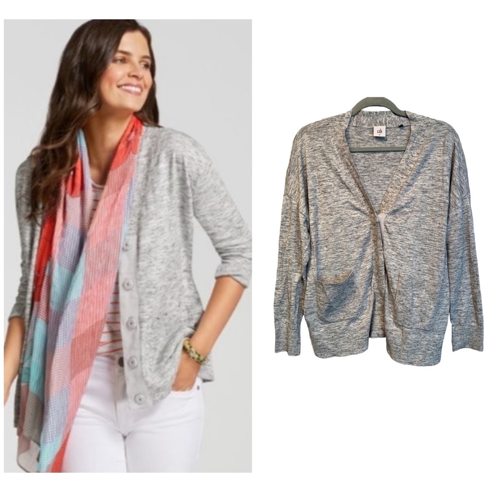 Cabi Heather Grey Button Snap Patch Pocket Marble… - image 1